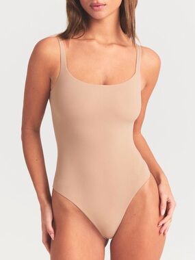 Skims Fit Everybody Square Neck Bodysuit XL Clay  Thong Snap Closure Stretch